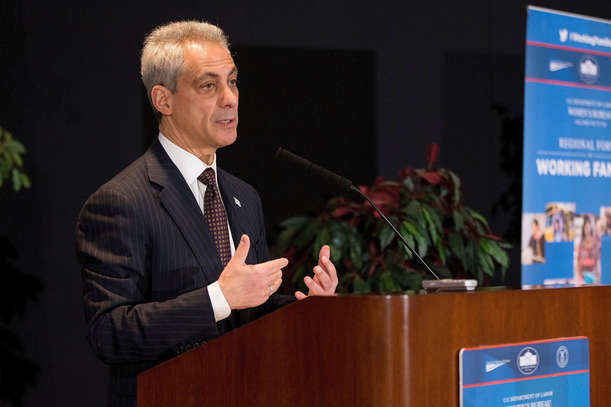 Rahm Emanuel, Mayor, City of Chicago, speaks during the White House Summit on Working Families Chicago Regional Forum at the Ralph Metcalfe Building in Chicago, Ill., on Monday, April 28, 2014. Photo by Andrew A. Nelles, courtesy of the U.S. Department of Labor.