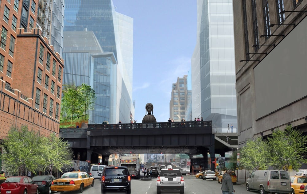 Simone Leigh's <i>Brick House</i> will be unveiled on the High Line's Plinth in April 2019.<br>Rendering by James Corner Field Operations and Diller Scofidio + Renfro, Courtesy of the City of New York