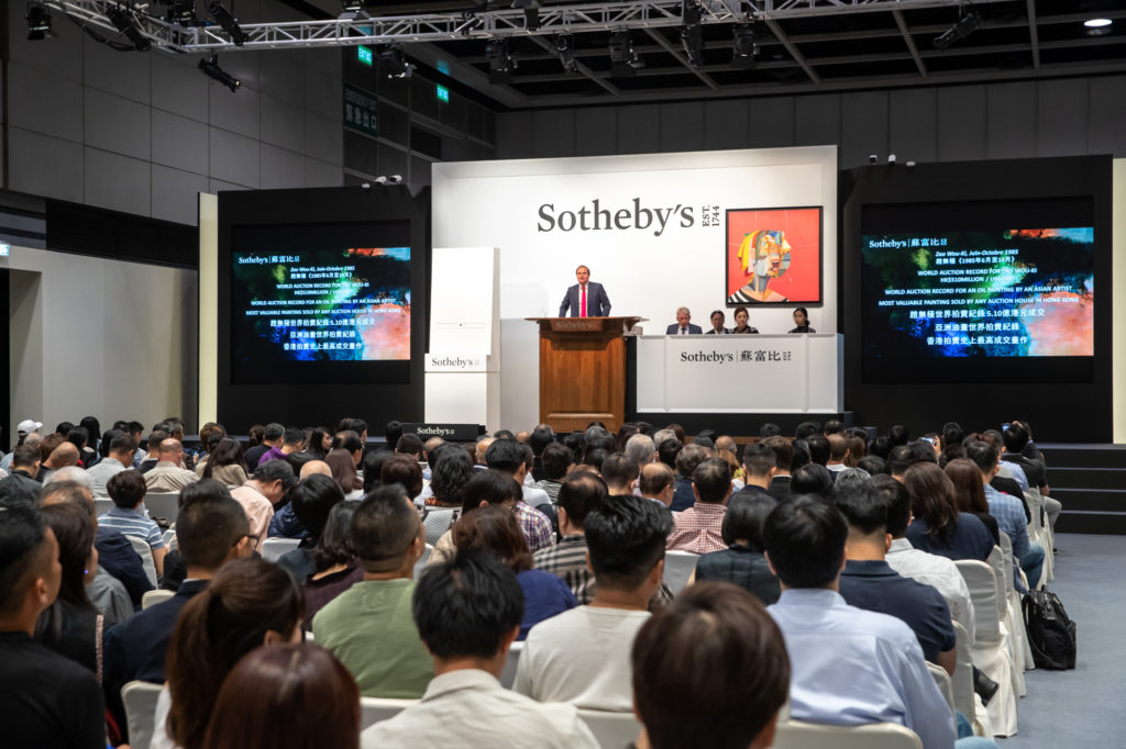 The contemporary art evening sale at Sotheby's Hong Kong on September 30, 2018. Image courtesy of Sotheby's.