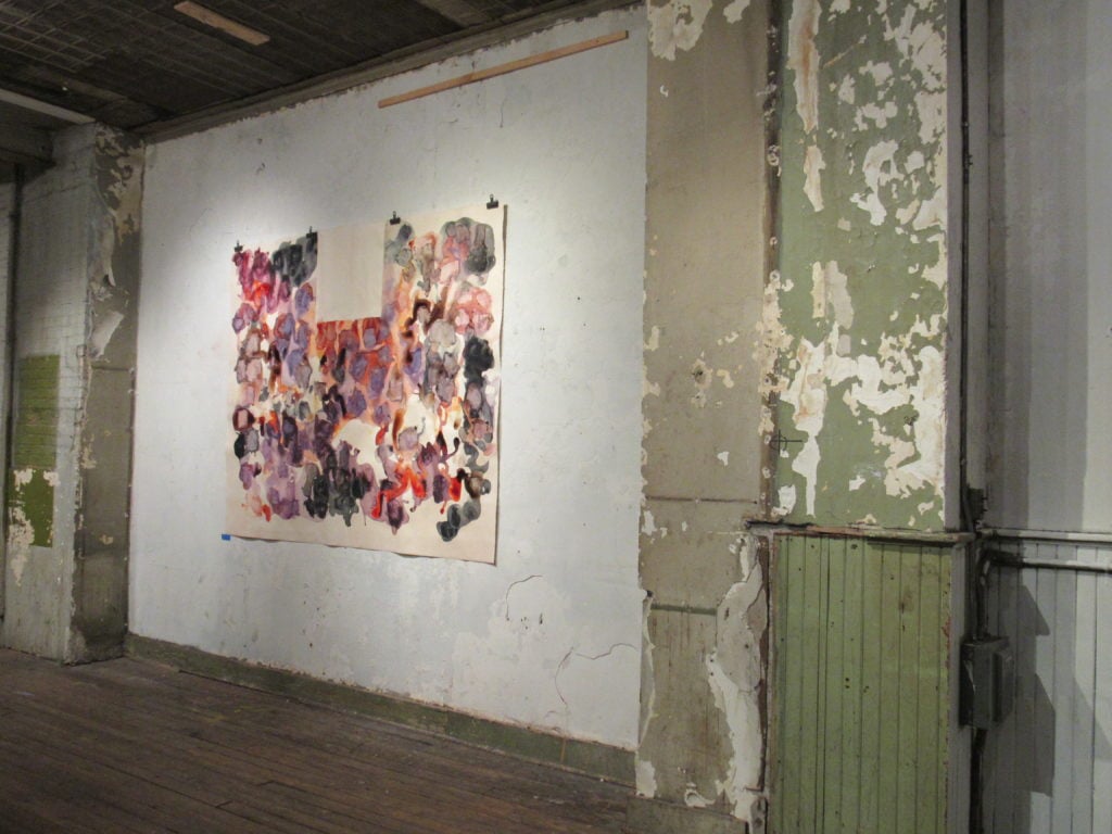Installation view of "Carmen Argote: Warm Is a New Black." Photo courtesy of Ballon Rouge Collective. 