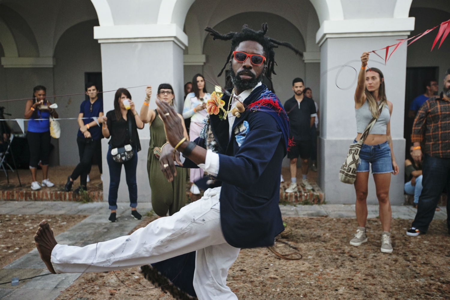 Nyugen Smith performs “LEST WE FORGET” during the MECA art fair in Puerto Rico. Image courtesy MECA.