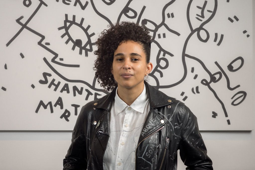 Shantell Martin in front of her work at the 92nd Street Y. Photo: Taylor Dafoe.