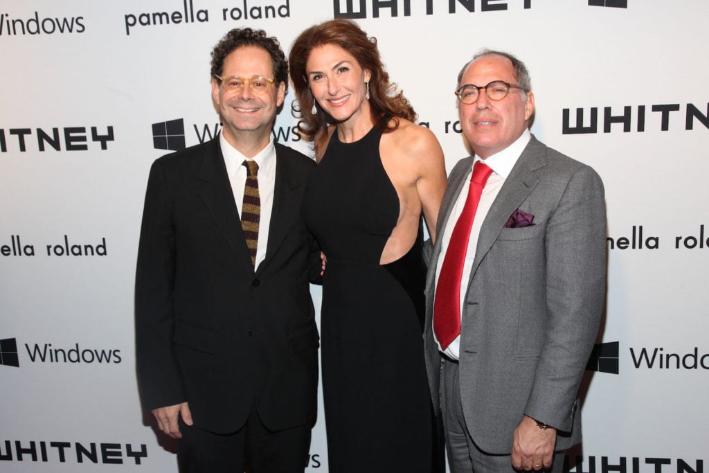 Whitney Museum director Adam Weinberg, with Allison Kanders and Warren Kanders at the 2012 Whitney Gala. ©Patrick McMullan. Photo by A. De Vos/PatrickMcMullan.com.