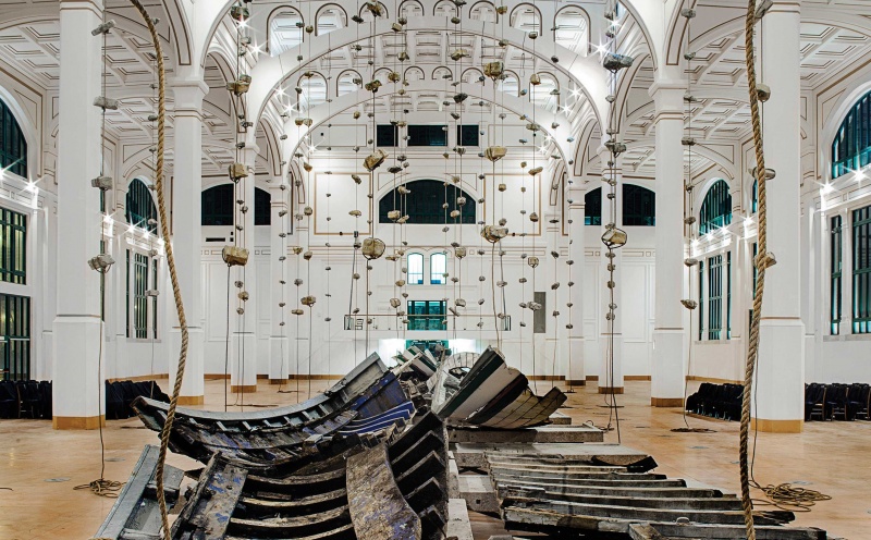 Jannis Kounellis, <em>Untitled</em> (2013), installation view at Salone degli Incanti Ex Pescheria, Trieste. Artwork ©Jannis Kounellis. Photo courtesy of Phaidon.