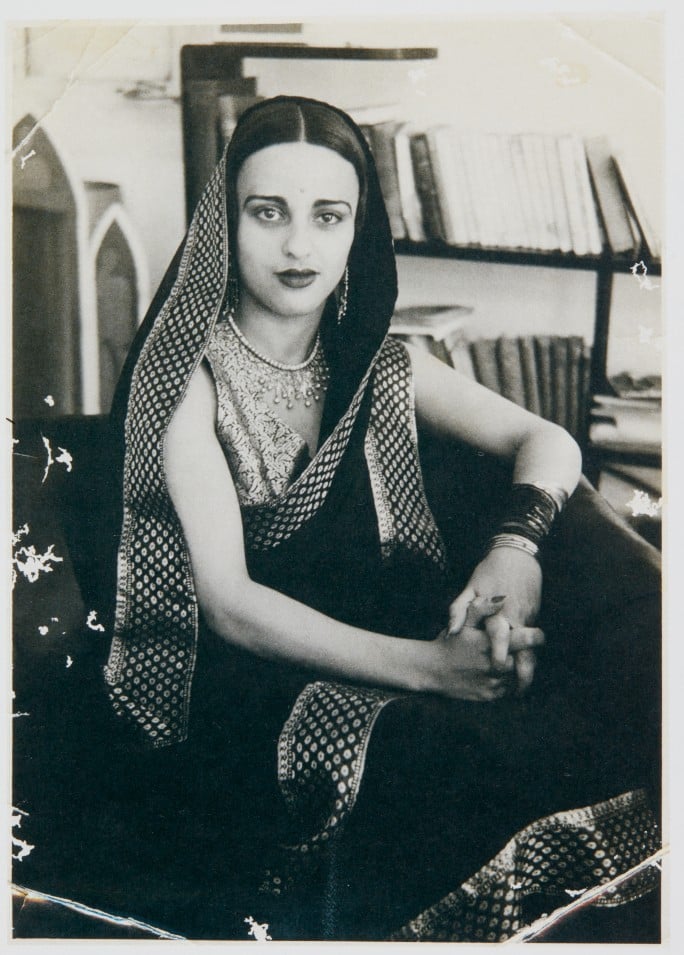 Amrita Sher-Gil (circa 1930s). Photo by Dalip Singh. Reproduced from V. Sundaram, <em>Amrita Sher-Gil: A Portrait in Letters & Writings, Vol. 2</em>, Tulika Books, New Delhi, 2010, p. 626, courtesy of Sotheby's India. 