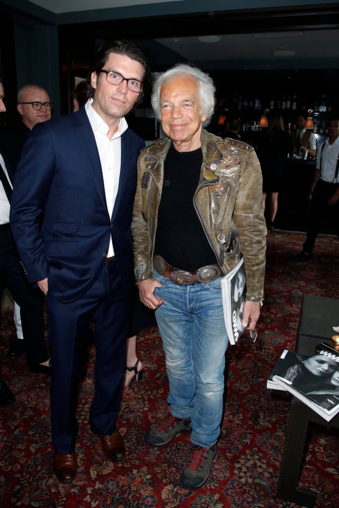 Jay Penske, owner of Penske Media Group, and designer Ralph Lauren at a Women's Wear Daily launch party, April 2015. Image courtesy Patrick McMullan/PMC.