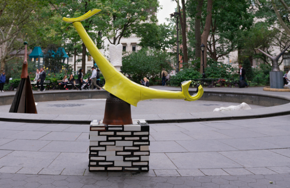 Installation view of "Arlene Shechet: Full Steam Ahead" at Madison Square Park. Photo courtesy of the Madison Park Conservancy.