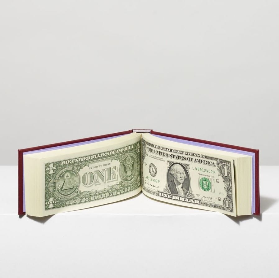 Ben Denzer, 192 One Dollar Bills Book. Image courtesy Whitney Museum shop.