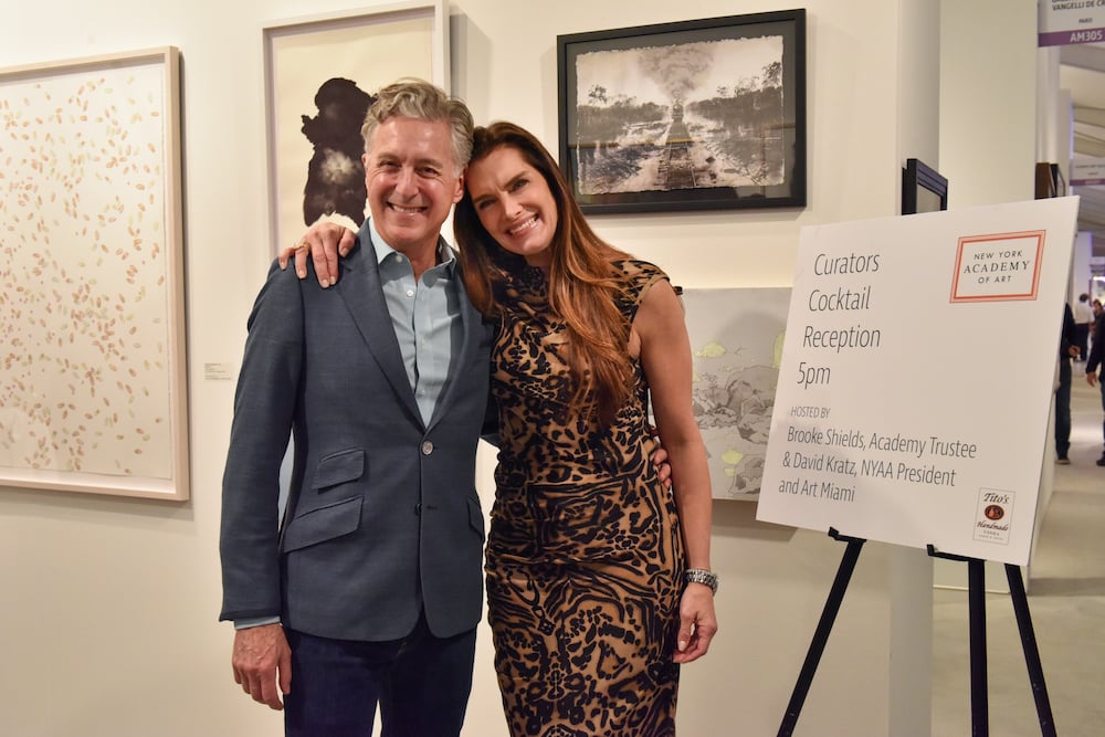 New York Academy of Art president David Kratz with trustee Brooke Shields. Photo by Ken Hayden.