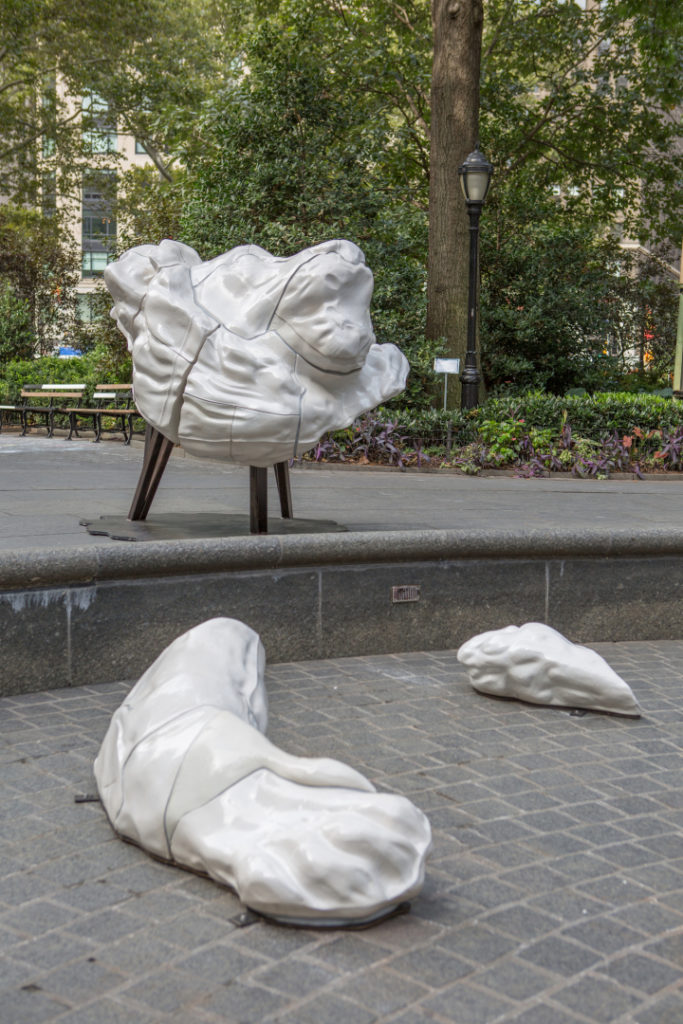 Installation view of "Arlene Shechet: Full Steam Ahead" at Madison Square Park. Photo by Rashmi Gill, courtesy of the Madison Park Conservancy.