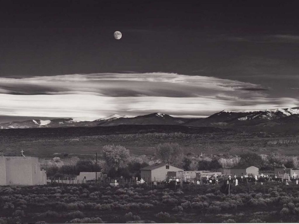 Ansel Adams, <em>Moonrise, Hernandez, New Mexico</em> (1941). Photo courtesy of the Museum of Fine Arts, Boston.