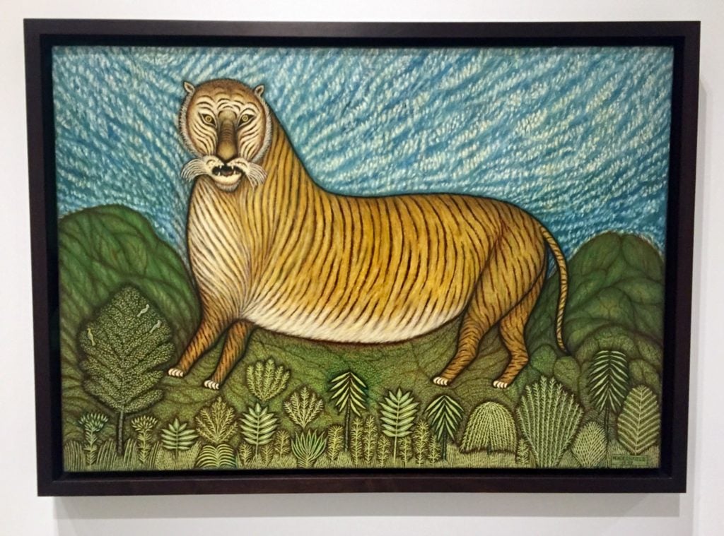 Morris Hirshfield, Tiger (1940) in "Outliers and Vanguard Art" at the National Gallery of Art. Image courtesy Ben Davis.