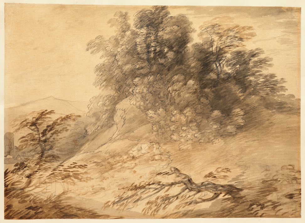 Thomas Gainsborough, <em>Landscape with a Clump of Trees on a Hillock</em> (circa early 1760s). Courtesy of the Clark Art Institute, Gift of the Manton Art Foundation in memory of Sir Edwin and Lady Manton.