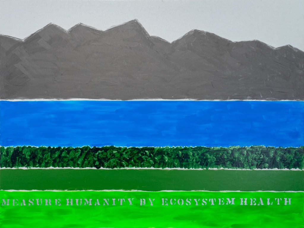 Edwin Schlossberg, <em>Measure Humanity by Ecosystem Health</em> (2018). Photo by Vince Ruvolo, courtesy the artist and Ronald Feldman Gallery, New York.