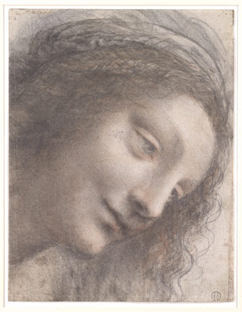 Leonardo da Vinci, <em> The Head of the Virgin in Three-Quarter View Facing Right</em> (1510–13). Courtesy of the Metropolitan Museum of Art.