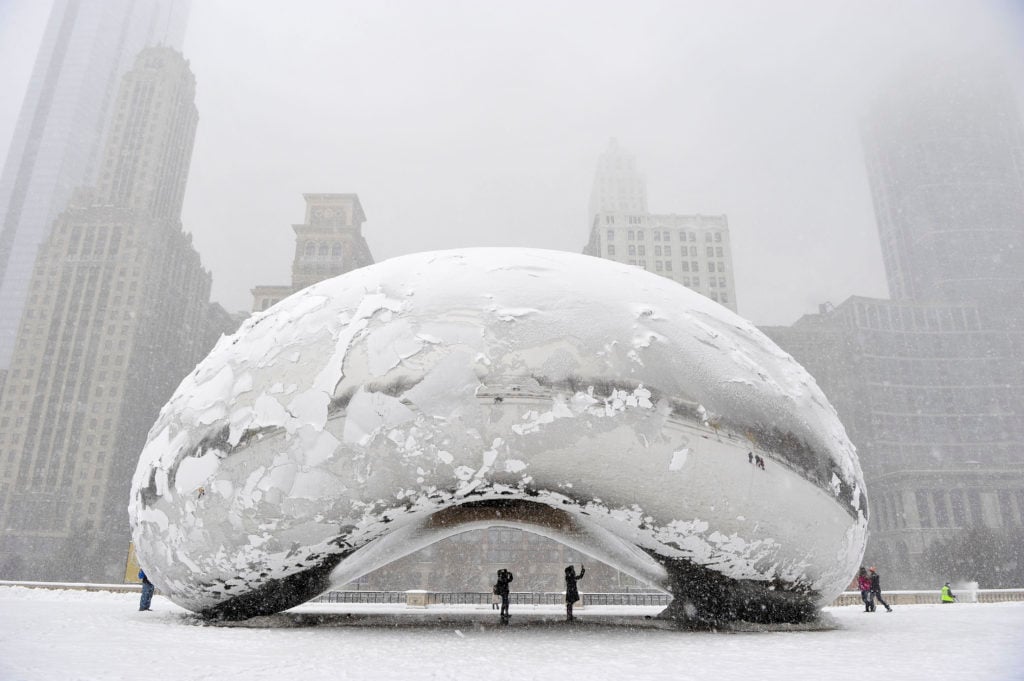 Anish Kapoor's Cloud Gate (2006) at Millennium Park in Chicago. Photo: Brian Kersey/Getty Images.