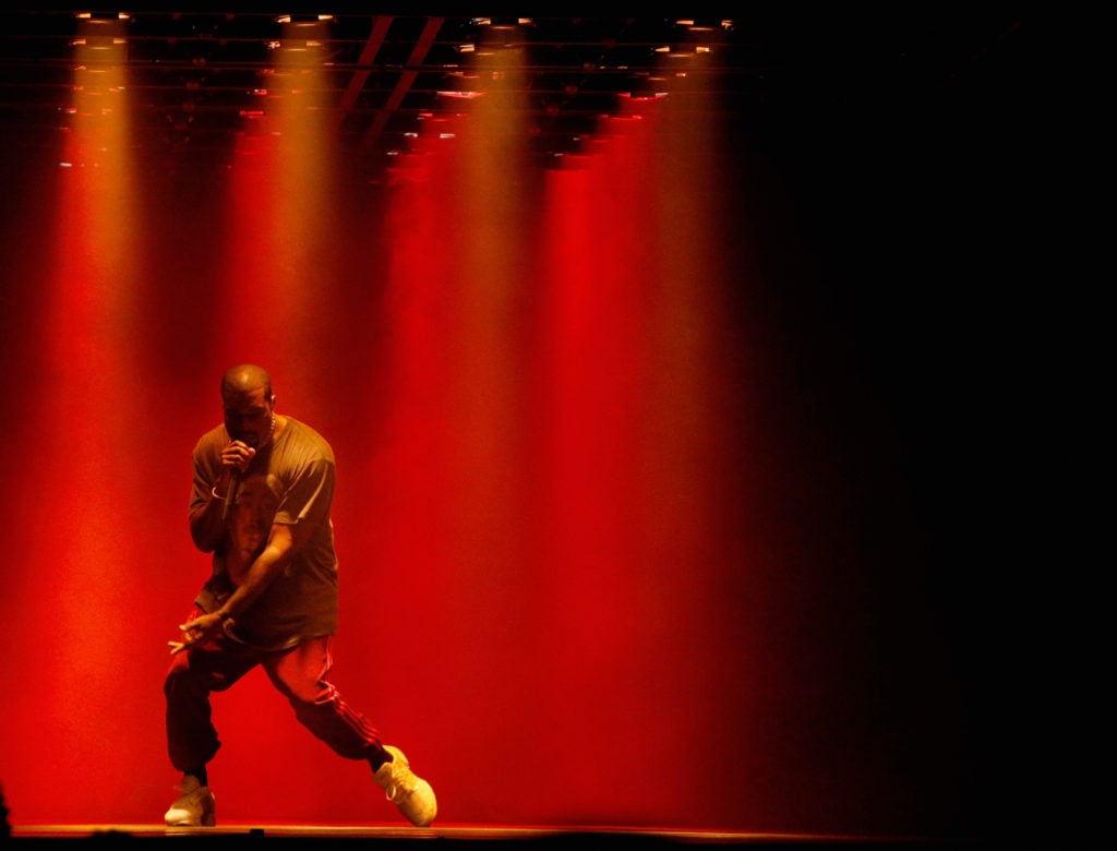 Kanye West onstage during The Meadows Music & Arts Festival under very Turrell-ian lighting. Photo by Taylor Hill/Getty Images for The Meadows.