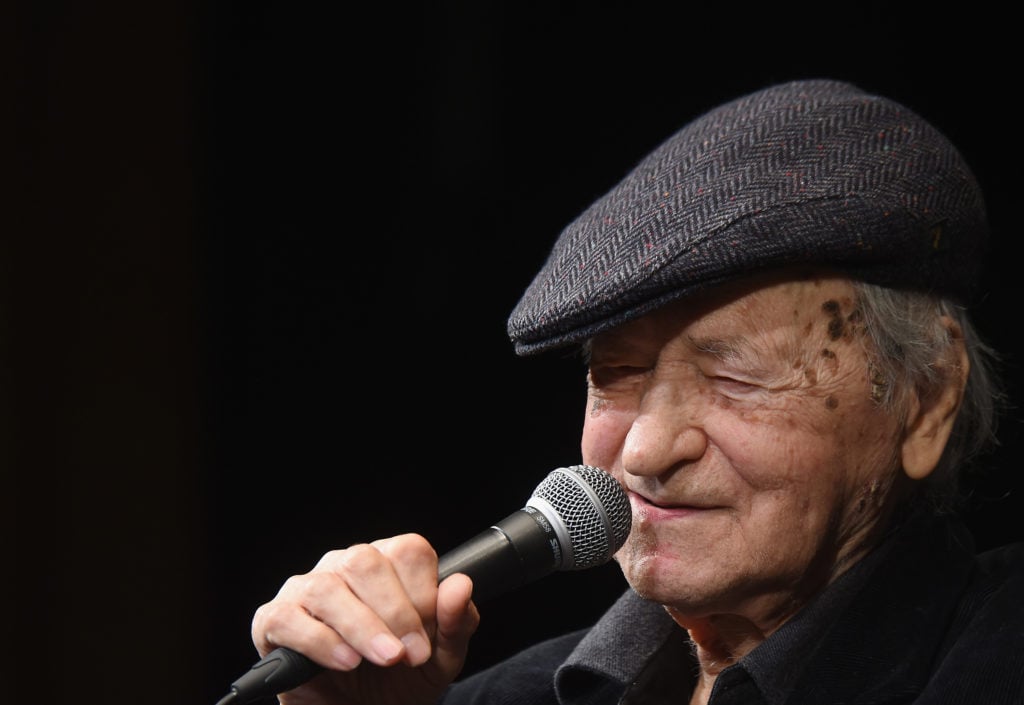 Jonas Mekas during the 54th New York Film Festival at The Film Society of Lincoln Center. Photo: Michael Loccisano/Getty Images.