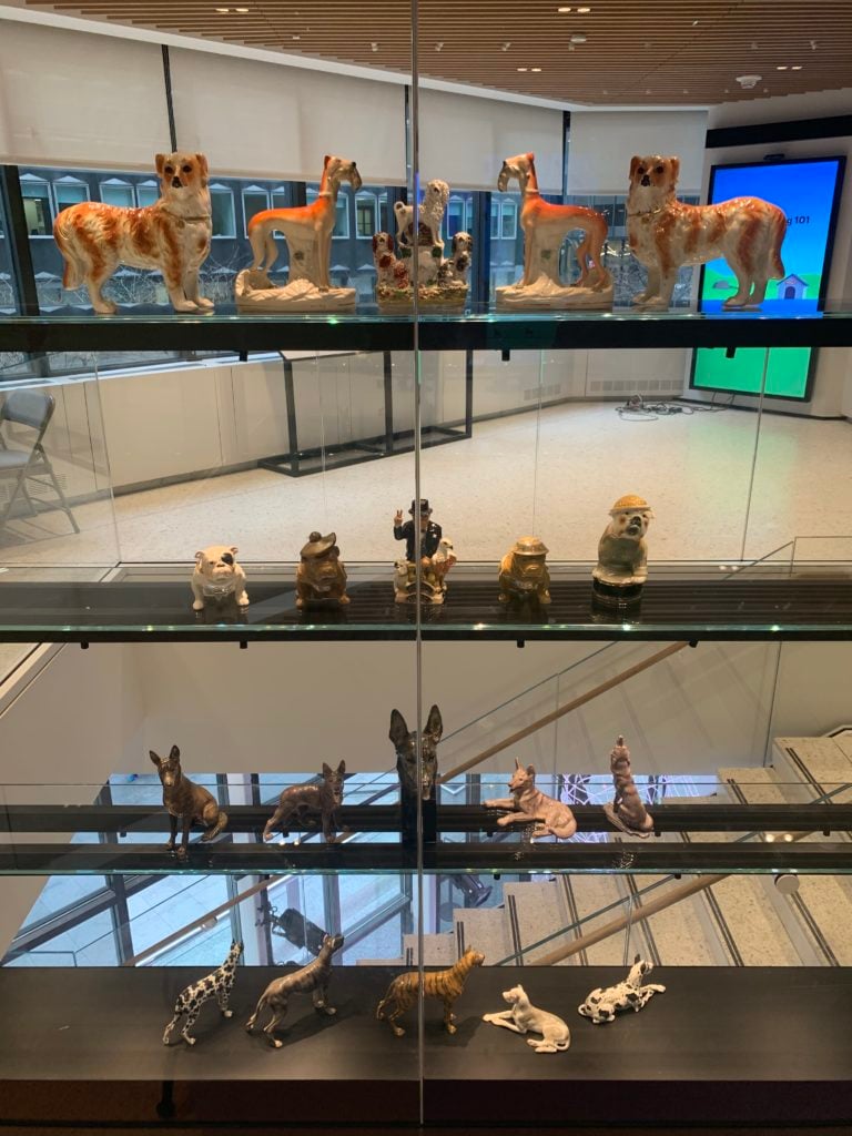 Dog figurines on view at the American Kennel Club's Museum of the Dog. Photo by Sarah Cascone.