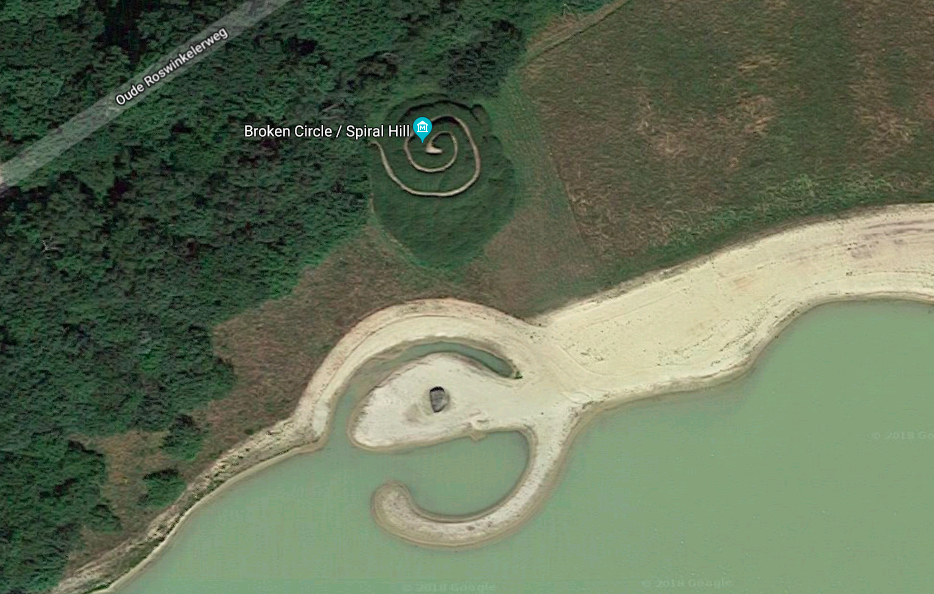 Robert Smithson, <i>Broken Circle/Spiral Hill</i> (1971), as seen on Google Maps.