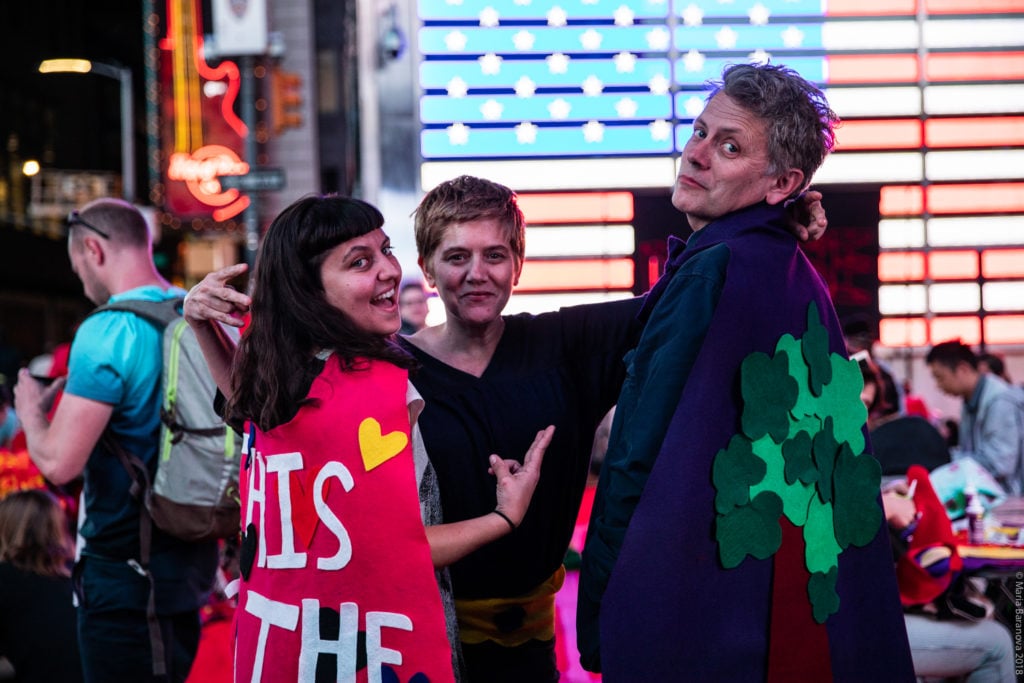 Amy Khoshbin and House of Trees, Workshop on the Street in Times Square (2017). Photo courtesy of Times Square Alliance.