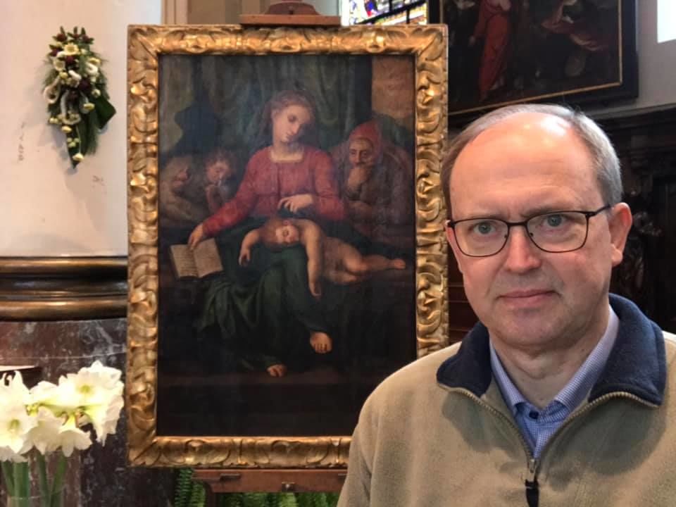 Jan Van Raemdonck with the painting he suspected to be a Michelangelo. Photo by Jan Van Raemdonck via Facebook.