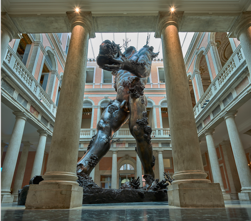 Damien Hirst. Demon With Bowl (Exhibition Enlargement) (2014) installed in the Palazzo Grassi. Photo: courtesy of the Palms Casino Resort, Las Vegas.