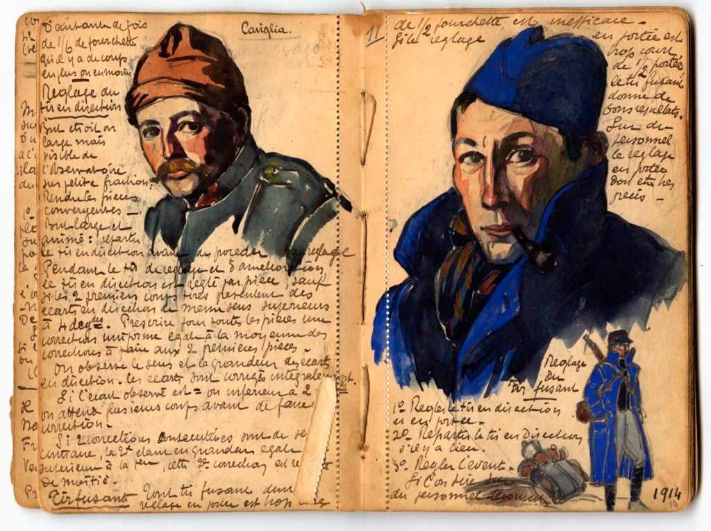 Two pages from André Mare's World War I Diary. © Musée Fernand Léger – André Mare, ville d'Argentan.