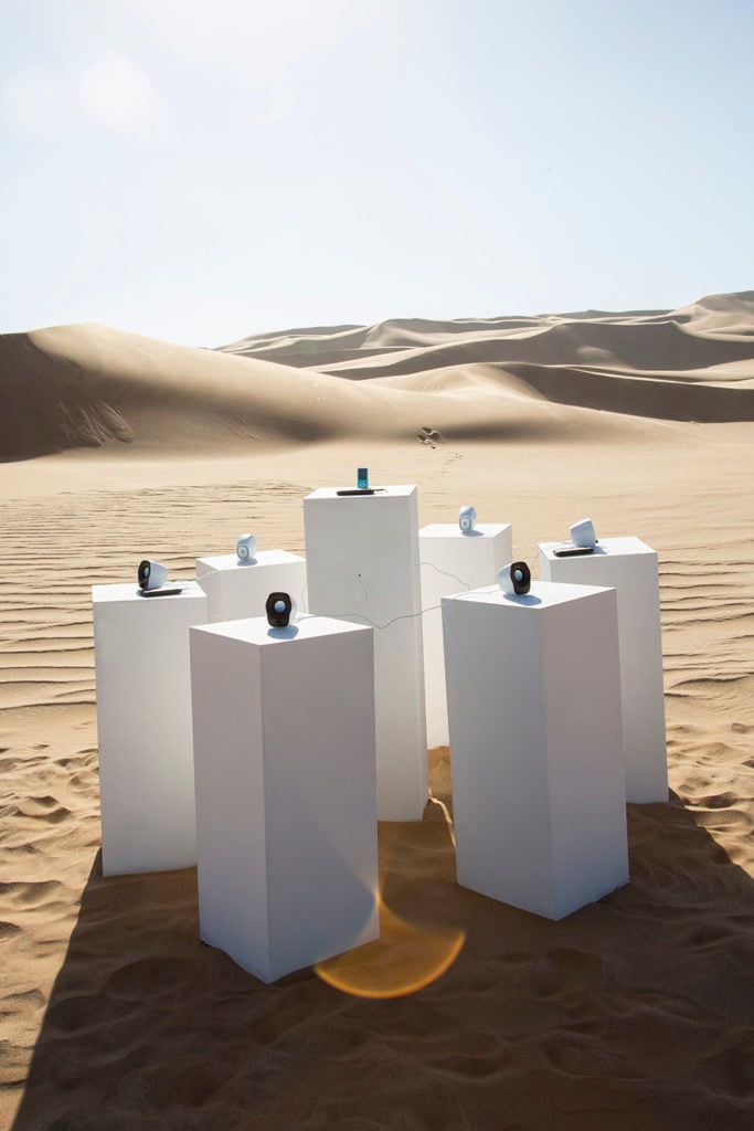 Max Siedentopf, <em>Toto Forever</em> (2019), a installation playing Toto's it 1982 song "Africa" on an endless loop. Photo courtesy of Max Siedentopf. 