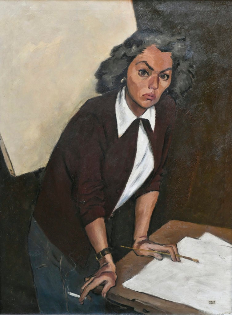 Marian Curtis (1912–1972), The Empty Canvas – Self-Portrait (circa 1945). Photo courtesy of Maurine St. Gaudens.