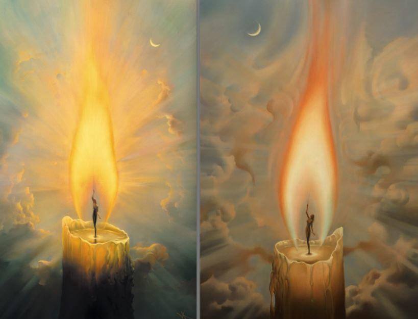 Vladimir Kush's painting <em>The Candle</em> and <em>The Candle 2</em>. Courtesy of the artist. 