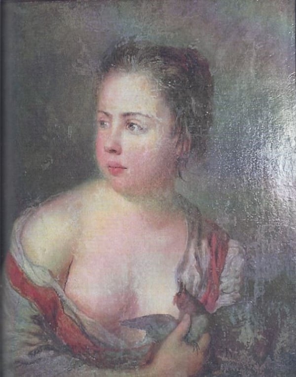 Antoine Pesne, Girl with a Dove (1754). Image via Nicholas O'Donnell