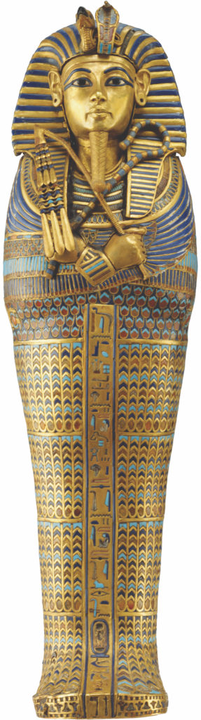 <i>Gold Inlaid Canopic Coffinette of Tutankhamun Dedicated to Imseti and Isis</i> (Reign of Tutankhamun 1336-1326 B.C.E.) © Laboratoriorosso, Viterbo, Italy