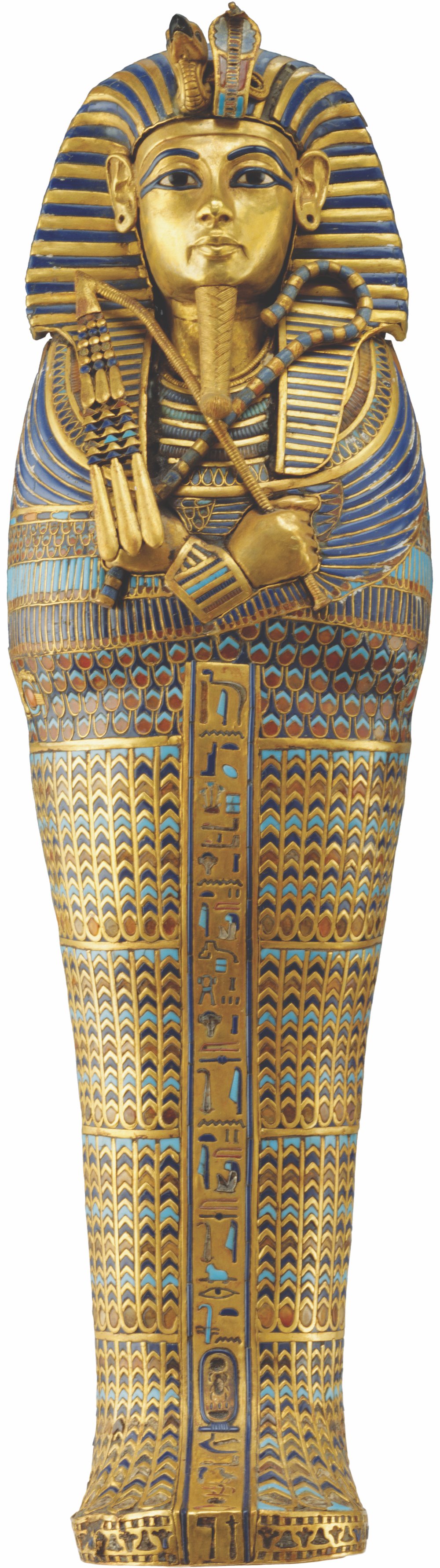 Gold Gold Inlaid Canopic Coffinette of Tutankhamun Dedicated to Imseti and Isis (Reign of Tutankhamun 1336-1326 B.C.E) ©Laboratoriorosso, Viterbo, ItalyInlaid Canopic Coffinette of Tutankhamun Dedicated to Imseti and Isis Image courtesy of Laboratoriorosso, Viterbo, Italy