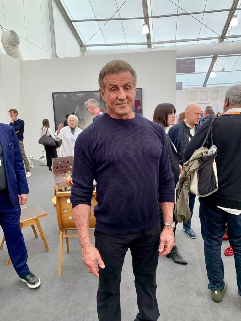 Sylvester Stallone at Frieze LA. Photo by Sarah Cascone. 