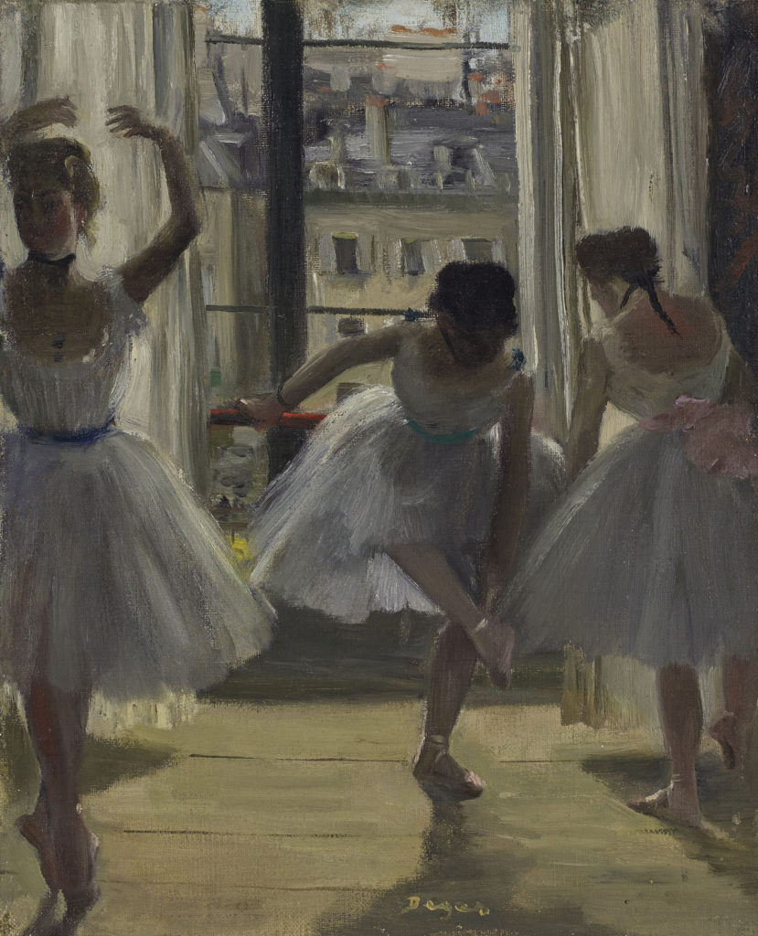Edgar Degas's Danseuses dans une salle d'exercice (Trois Danseuses), 1873, sold for $5,536,844. image courtesy of Christie's.