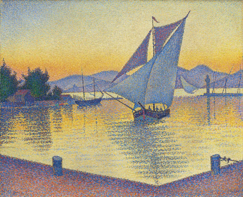 Paul Signac's Le Port au soleil couchant, Opus 236 (Saint-Tropez), 1892, sold for a record-breaking $25,839,156. Image courtesy of Christie's.
