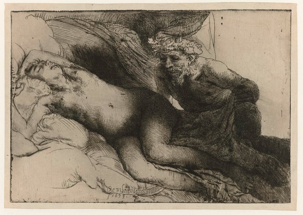 Rembrandt van Rijn, <i>Jupiter and Antiope</i> (1659). Courtesy the Rijksmuseum.
