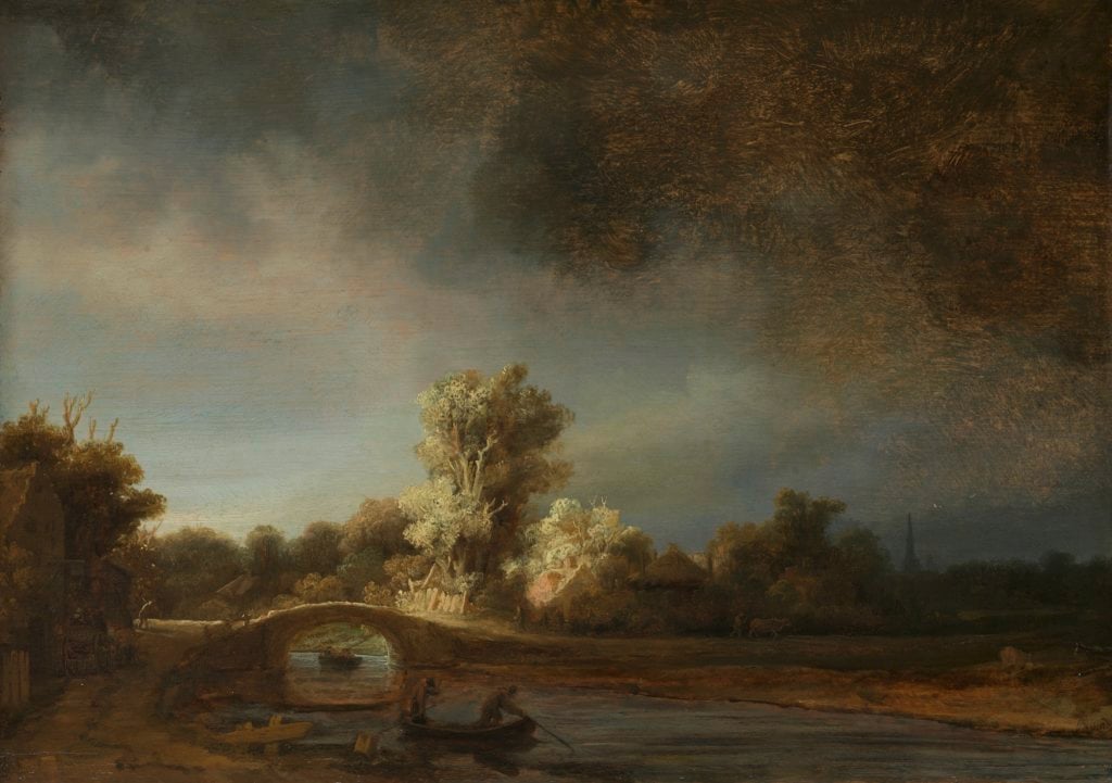 Rembrandt van Rijn, <i>Landscape with a Stone Bridge</i> (circa 1638). Courtesy the Rijksmuseum.