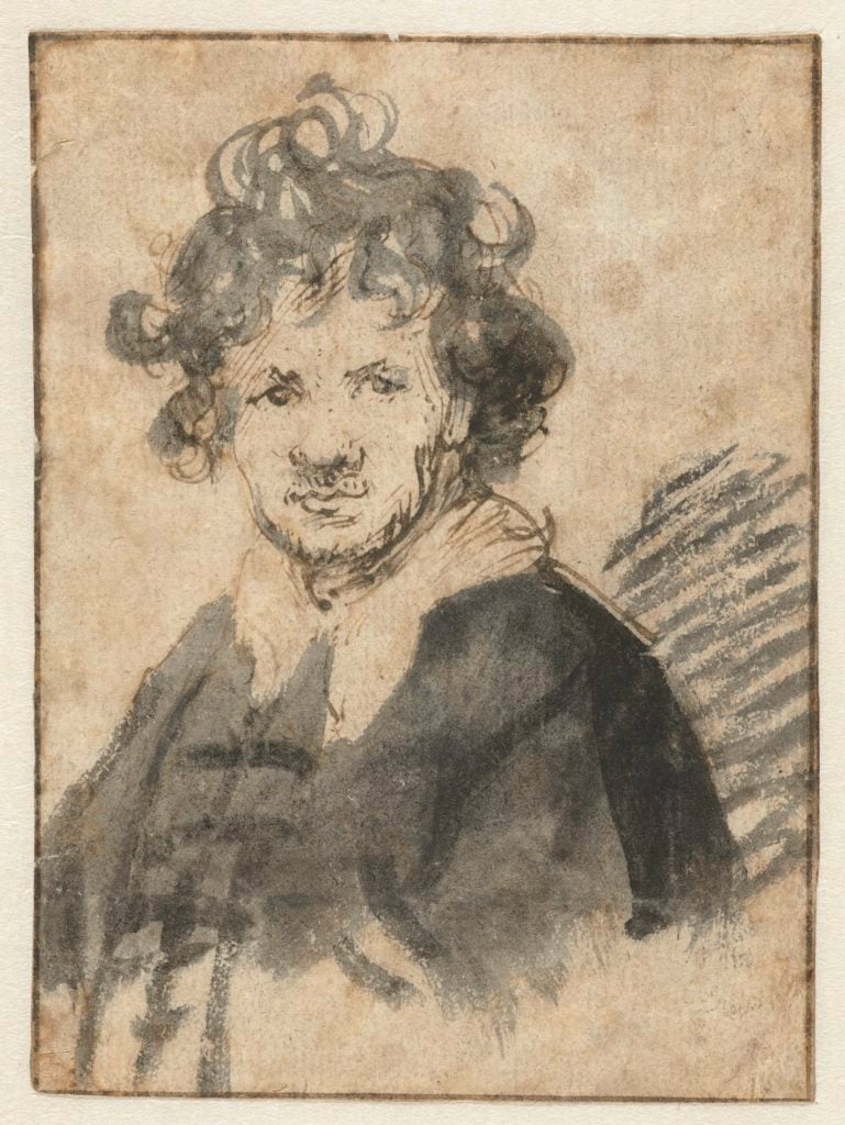 Rembrandt van Rijn, <i>Self-portrait with Tousled Hair</i> (circa 1628–29). Courtesy the Rijksmuseum.
