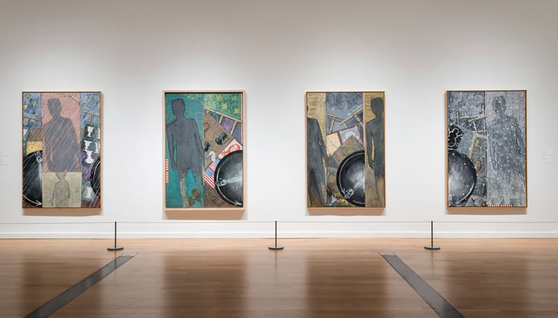 Installation view of “Jasper Johns and Edvard Munch: Inspiration and Transformation,” 2016, showing Jasper Johns’s "Seasons," at Virginia Museum of Fine Arts. Photo by David Stover, courtesy Virginia Museum of Fine Arts.