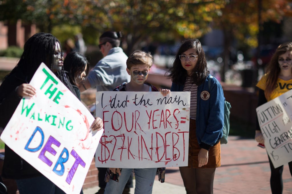 A 2015 student-debt protest. Photography by Tom Woodward. Image courtesy of Flickr.