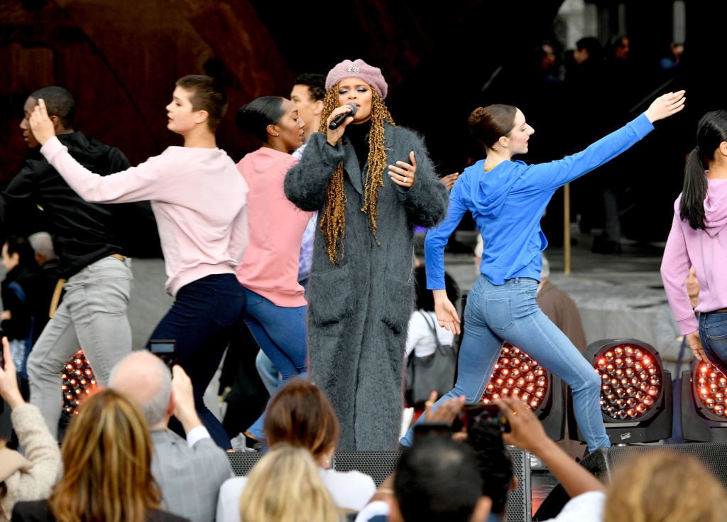 Andra Day performs onstage with Alvin Ailey Dancers at Hudson Yards on March 15, 2019 in New York City. Photo by Dia Dipasupil/Getty Images for Related.