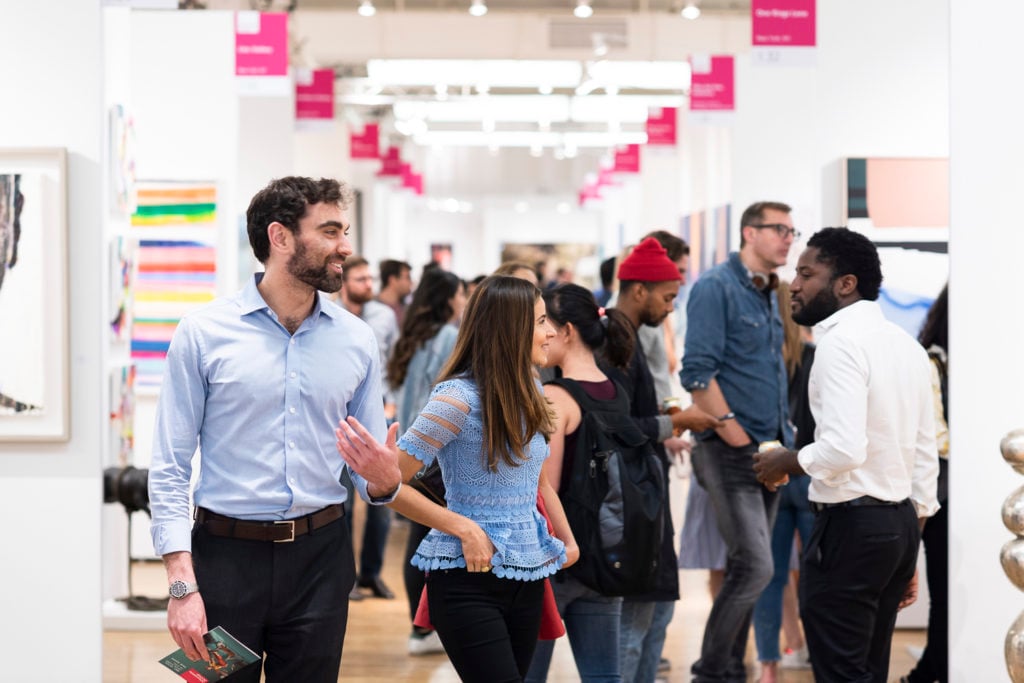 A shot of the crowd at the Affordable Art Fair, 2018. Courtesy of the Affordable Art Fair. Photo: Philip Reed.