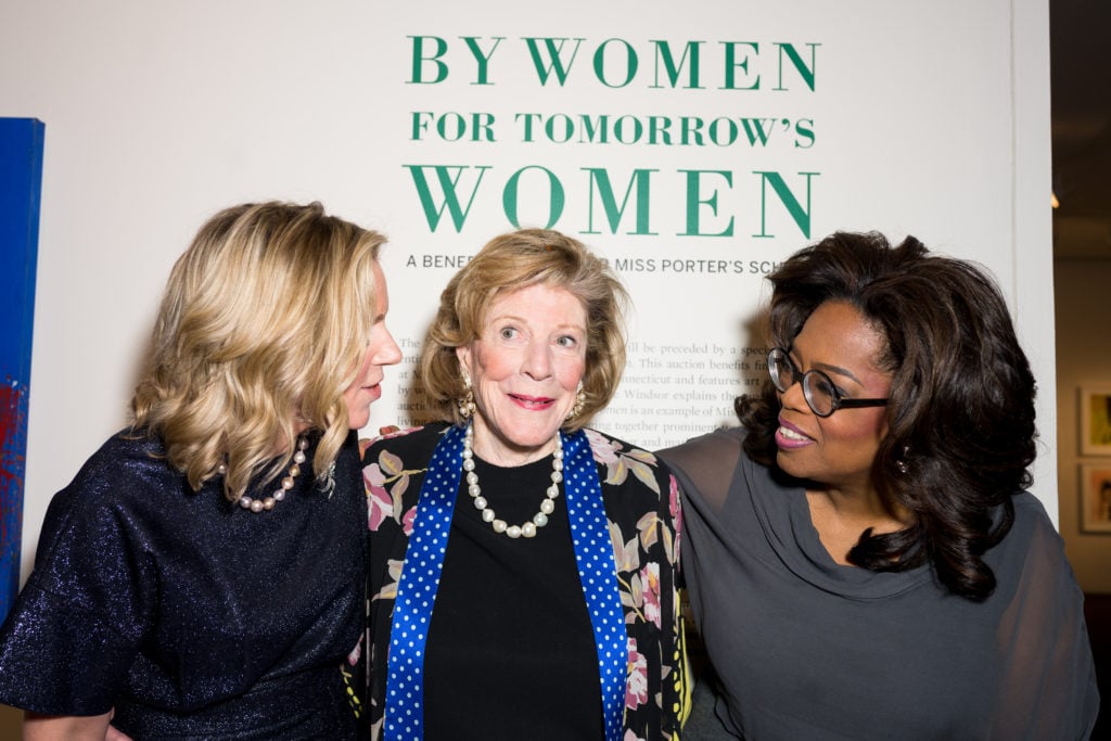 Miss Porter's School head Katherine Windsor, Agnes Gund, and Oprah Winfrey at the "By Women, for Tomorrow's Women" pre-sale celebration. Photo by Ben Rosser, courtesy of BFA.