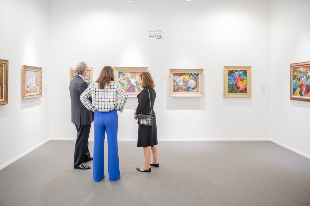 Visitors to the Elmarsa Gallery booth at Art Dubai 2019. Courtesy of Photo Solutions.