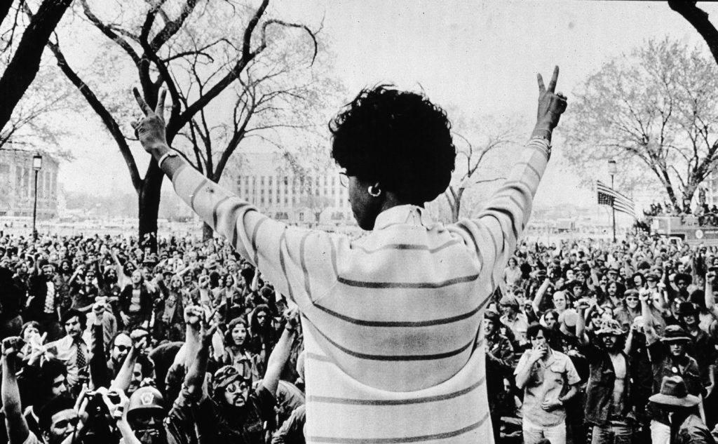 Shirley Chisholm speaking to veterans on the Washington Mall, Washington, DC, April 1971. Photo: New York Times Co./Mike Lien/Getty Images.