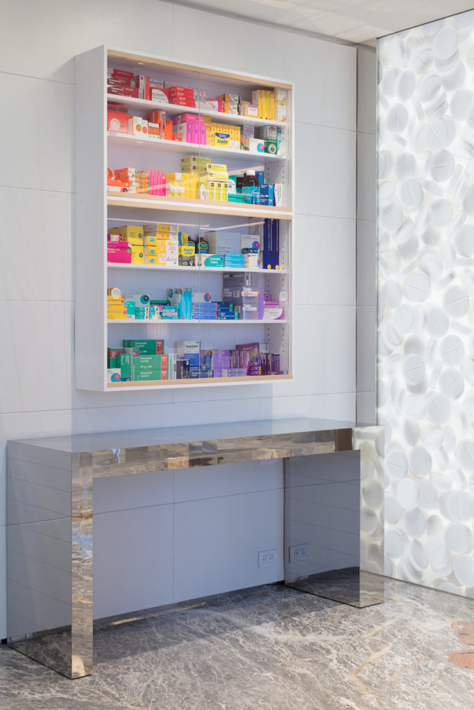 A Damien Hirst medicine cabinet inside the 'Empathy Suite' at the Palms Casino. <br> Image courtesy of the Palms Casino Resort, Las Vegas