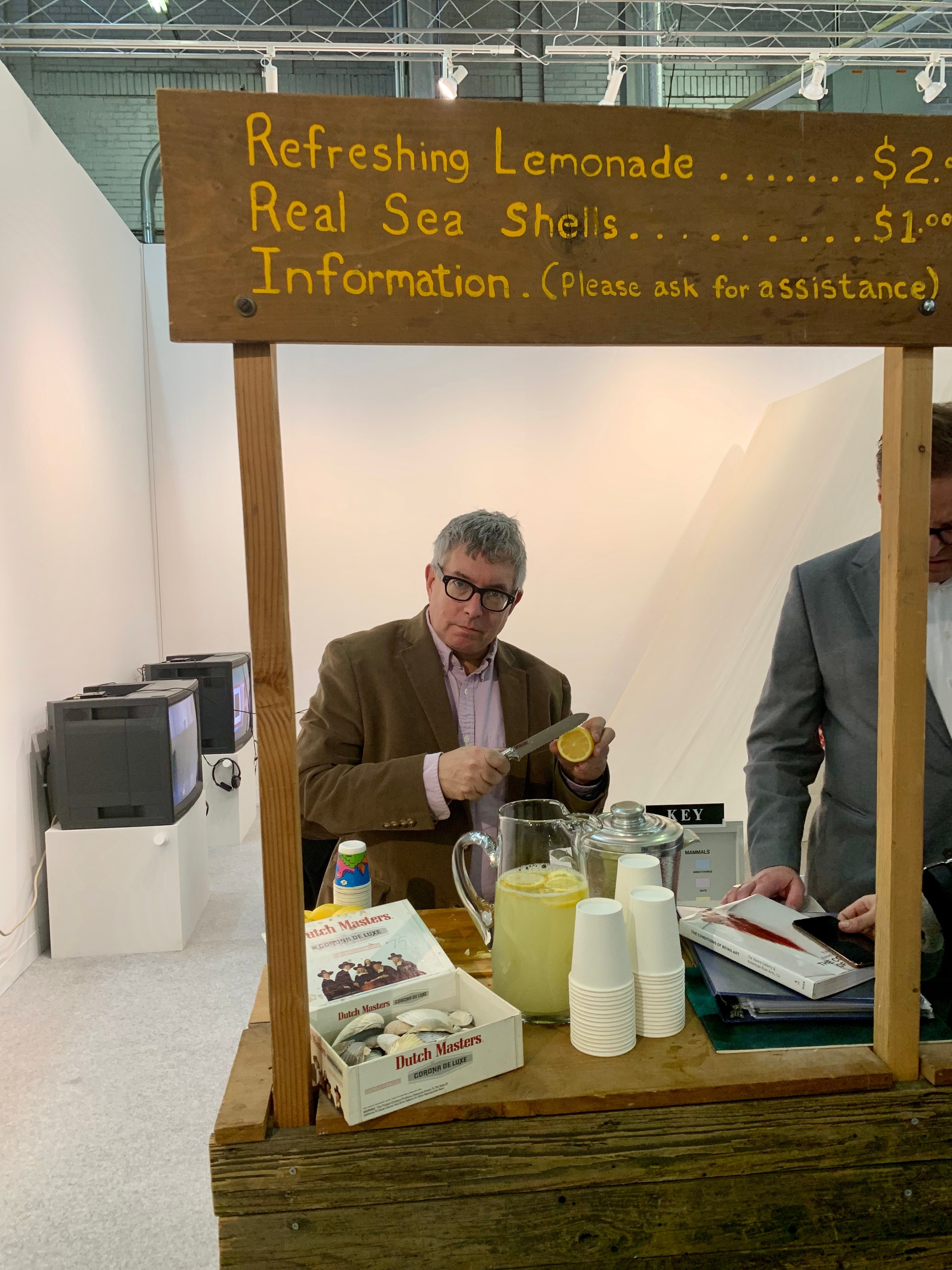 Mark Dion at his Lemonade Stand. Photo by Sarah Cascone.