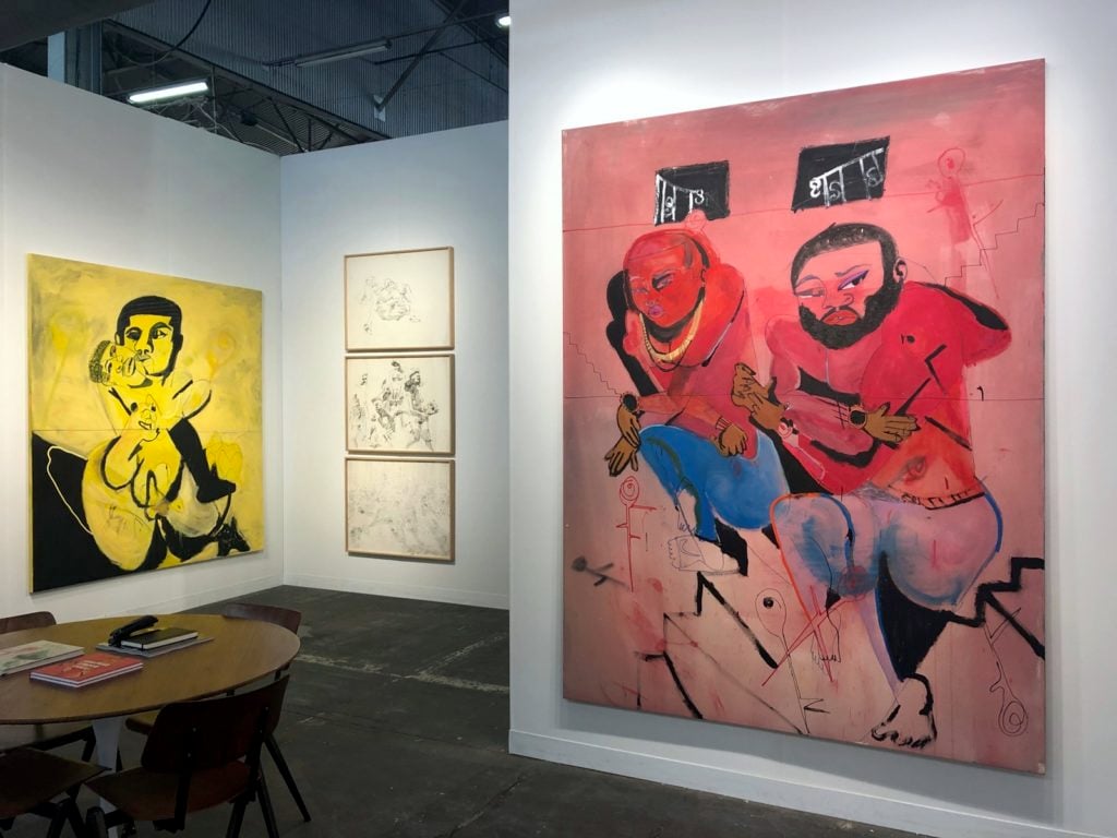 Installation of Kohn Gallery booth at the Armory Show featuring work by John Altoon and Jonathan Lyndon Chase. Image courtesy Kohn Gallery.
